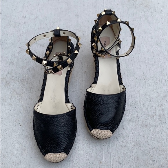 Valentino Garavani Shoes - NWD Valentino 7 Studs Leather Black Wedge Shoes